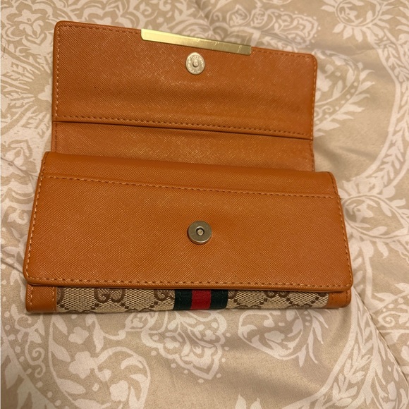 Gucci Tan and Brown Women's Wallet with Gold Accents - Picture 3 of 10